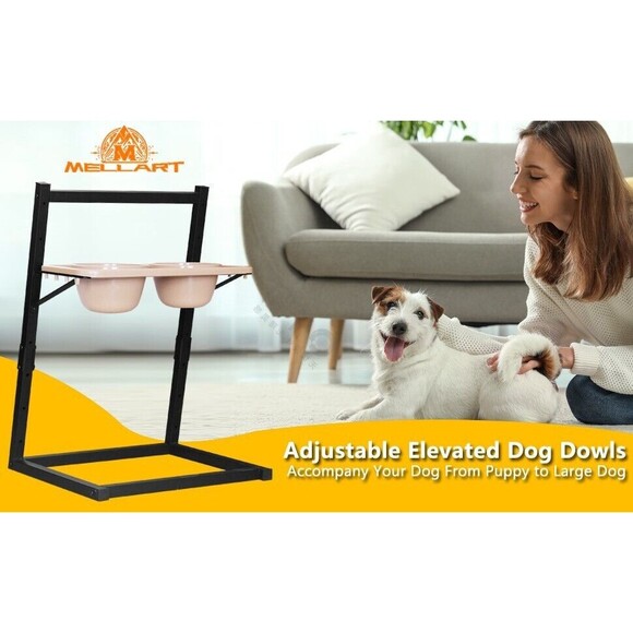 Mellart Elevated Dog Bowls for Large Dogs - Adjustable From  6.7"- 25" - Picture 6 of 9
